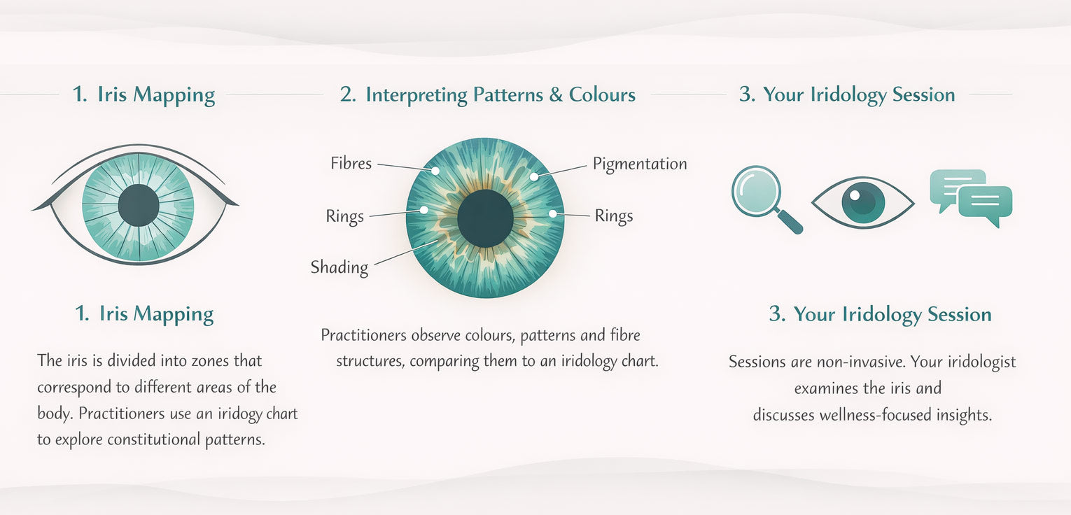 how iridology works infographic iris mapping patturns and colours